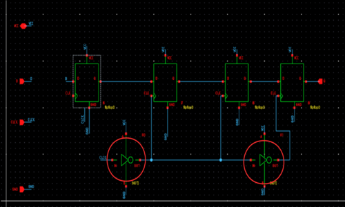 4-bit shift register schematic